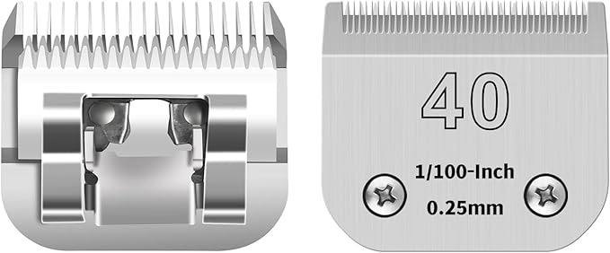 40# Detachable Pet Clipper Replacement Blades Compatible with Andis/Oster A5/Wahl KM10 Series Dog Clipper,Made of Ceramic Blade & Stainless Steel Blade,Size 40# Cut Length 1/100-Inchï¼2 Packï¼