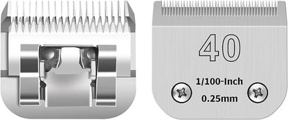 40# Detachable Pet Clipper Replacement Blades Compatible with Andis/Oster A5/Wahl KM10 Series Dog Clipper,Made of Ceramic Blade & Stainless Steel Blade,Size 40# Cut Length 1/100-Inchï¼2 Packï¼