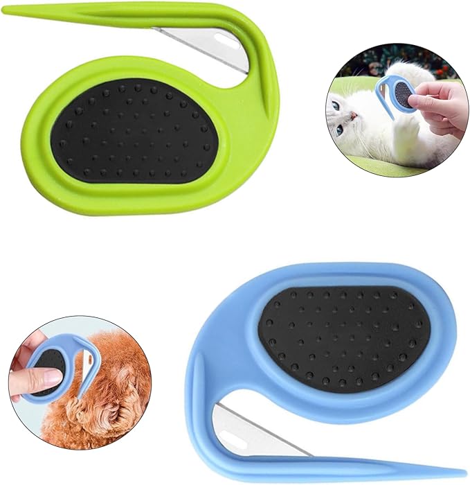 2 PCS Pet Grooming Tool Professional Dematting Comb Dog Detangler Brush Hair Grooming Tool Dog Undercoat Rake Grooming Rake for Grooming - Cuts Through Matts & Tangles with Ease(Blue_reen