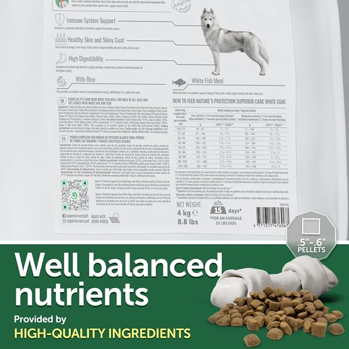 Nature's Protection Superior Care Rice Based Dry Dog Food - Healthy Dog Food All Life Stages Dogs - Balanced, Super Premium Dog Food - 1 Pack of 8.8lb Fish Flavor