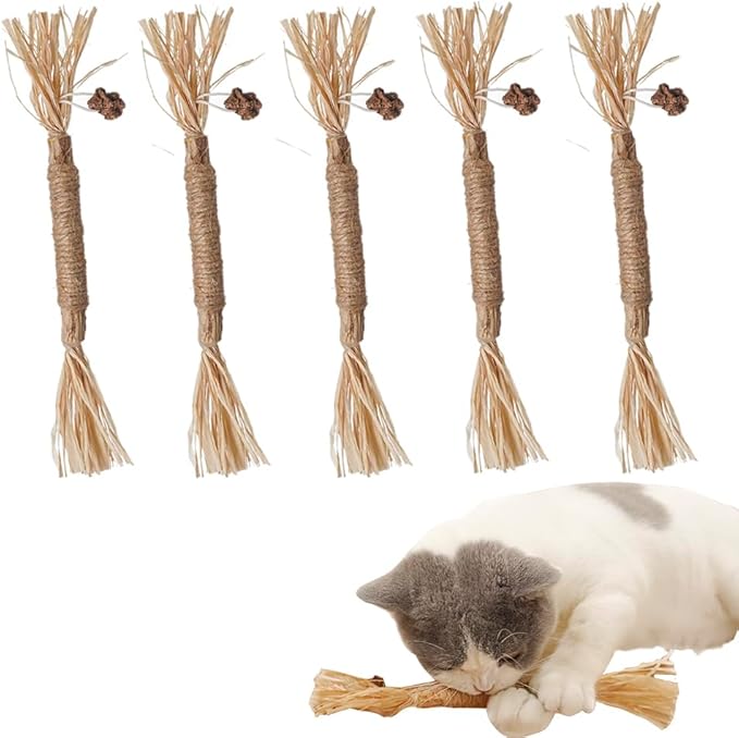 PAZ'S GIFT Cat Toys Catnip Toys Cat Kick Toy Natural Silvervine Catnip Sticks Kitten Teeth Molar Chew Toys, cat Indoor Toys Interactive cat Cleaning Teeth,Reduce Obesity and Loneliness 5-Pack