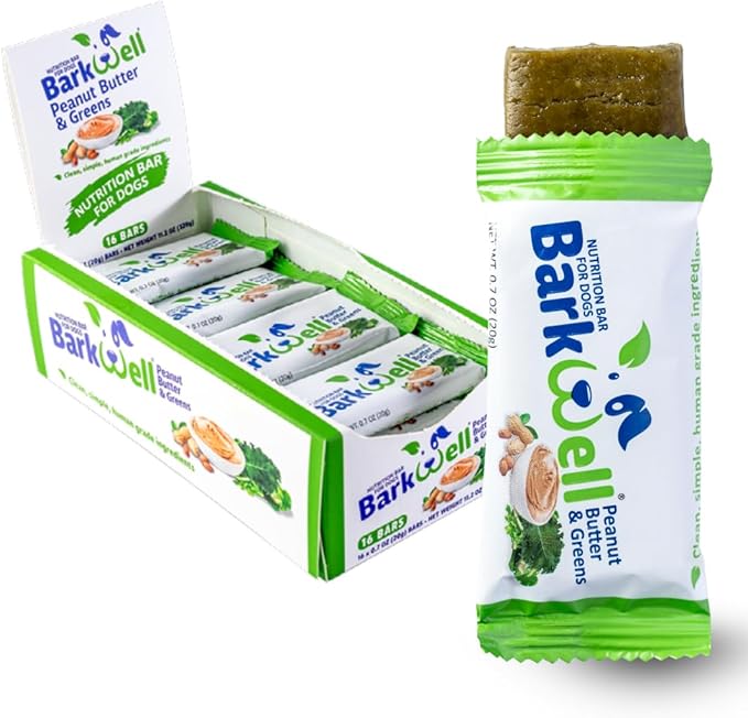 Peanut Butter Dog Treat Bars for Dogs, 0.7 Ounce, 16-Pack (Greens). 100% All Natural Dog Treat Made in The USA. Pill Pocket, Snuffle mat Treat