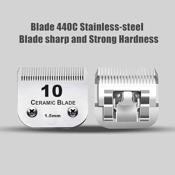 AIJALY 10 Blades Dog Grooming Blades Compatible with Andis/Wahl/Oster Pet Clippers AG AGC Ceramic Sharp Size-10, 1/16-Inch Cut Length (#10 Blade/1PC)