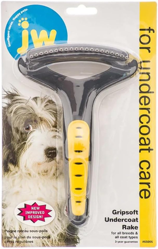 JW Pet Company GripSoft Undercoat Rake Regular Teeth Dog Brush