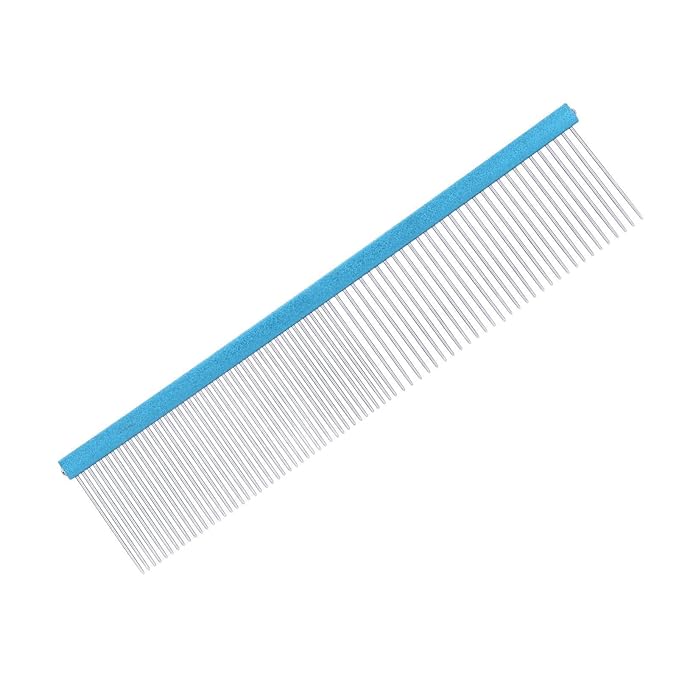 Greyhound Comb For Dogs, Metal Dog Comb Dog Combs with Rounded Ends Dog Comb Cat Comb For Removing and Knots Grooming Tool For Long Short Haired Dog (Blue 22cm/8.7in)