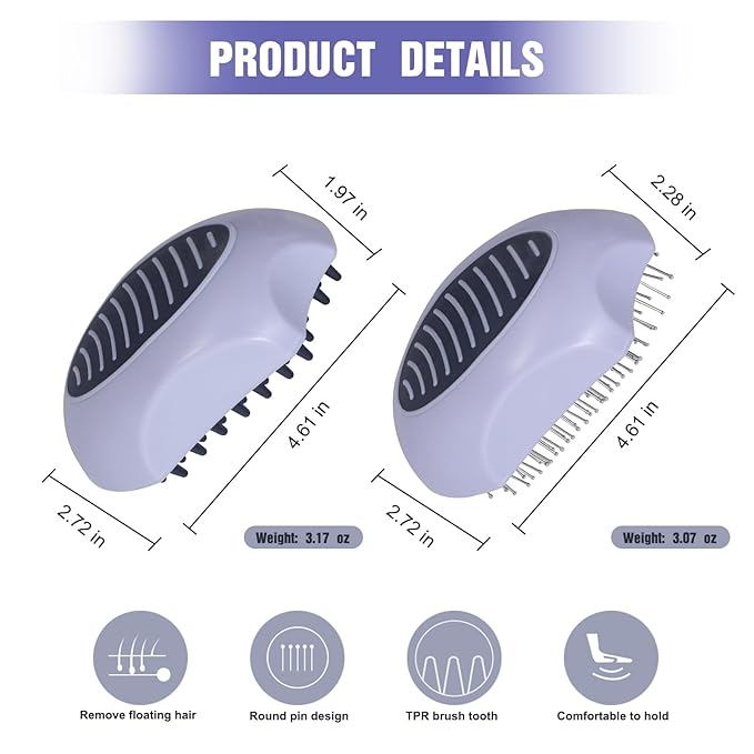 2PCS Dog Brush for Shedding and Bathing, Dog Grooming Tools Set for Short/Long Haired Dogs & Cats, Slicker Pin Hair Brush for Removing Loose Fur and Tangles, Soft Rubber Brush for Washing