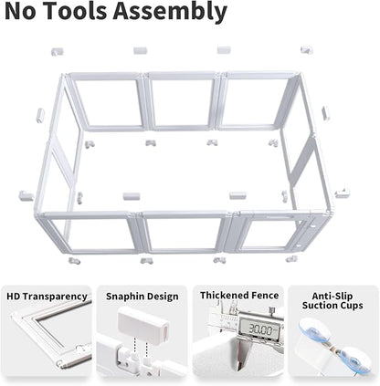 Acrylic Dog Pen,Dog Kennel,Clear Dog Playpen, Easy to Install WhiteDog Pen Indoor, 35.4" H, 8 Pieces