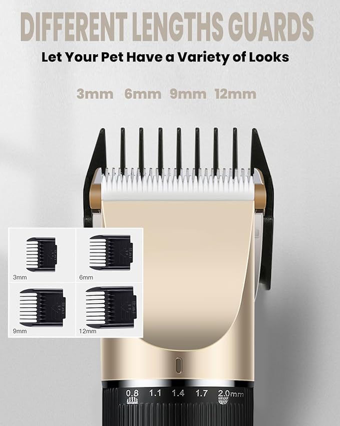 Dog Grooming Kit, Low Noise Professional Dog Grooming Clippers, Dog Hair Trimmer, Rechargeable Cordless Pet Hair Clippers Tools for Dogs Cats Pets