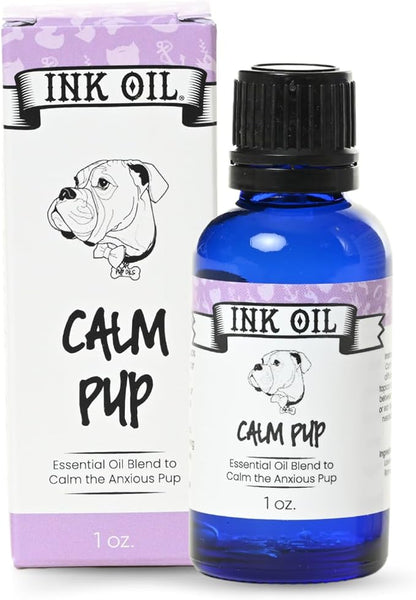 Pup Oils - Ink Oil | Dog Calming Supplement | Pet Health Vitamins Supplies| Liquid Drops | Anxiety Relief Oil | Aromatherapy Treatment | Vitamin Oils for Dogs