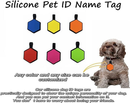6 Pack Newest Hexagon Silent Pet Tags Modifiable Dog Tag,Multiple Emergency Contact,Lightweight, No Jinging, Collar Accessories,Cat ID Tag