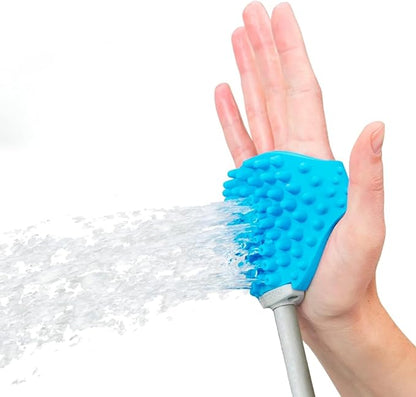 Dog Washing Hose Attachment Pet Bathing Hose with Brush Attachment Indoor Outdoor Use, Blue, GE908