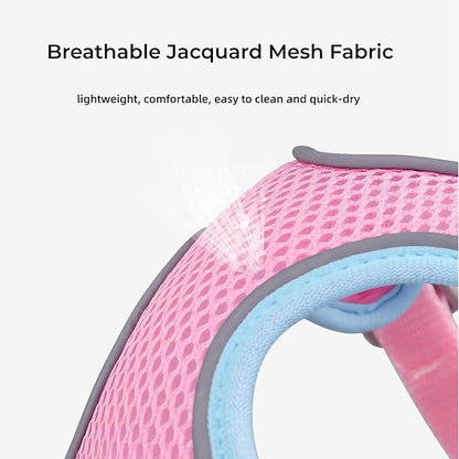 Dog Harness with Leash Set, No Pull Adjustable Reflective Step-in Puppy Harness with Thickened Padded Vest for Extra-Small/Small Medium Large Dogs and Cats (Grey, L)