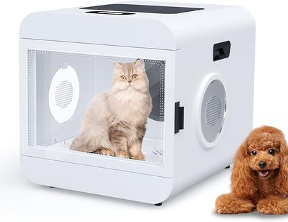 65L Pet Dryer Box, Adjustable Temp Pet Hair Dryer, Safe Cat Kitten Small Dog Puppy Dryer with Timer, Child Lock and 4 Wind Modes, Ultra Quiet Fast 360° Drying Blower for Dog Grooming