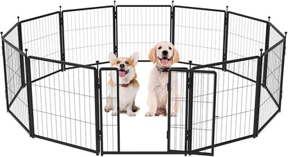 Dog Playpen for Indoor & Outdoor Use  Heavy-Duty Metal Pet Fence with Ground Stakes, Rounded Ball Tops for Safety, Stable & Foldable Design, Easy to Assemble 24 inch 12 Panels