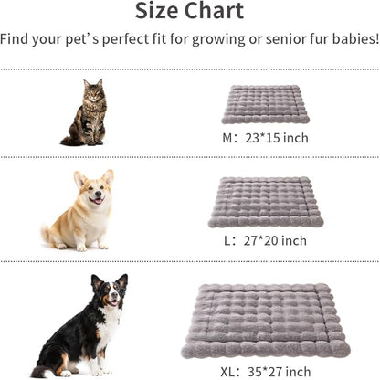 Dog Beds Mat Cute Cat Beds for Indoor Cats Faux Fur Pet Pad with Non-Slip Bottom Plush Kitten Bed for Carriers/Sofa Puppy Washable 27 x 20 Inch Large Grey
