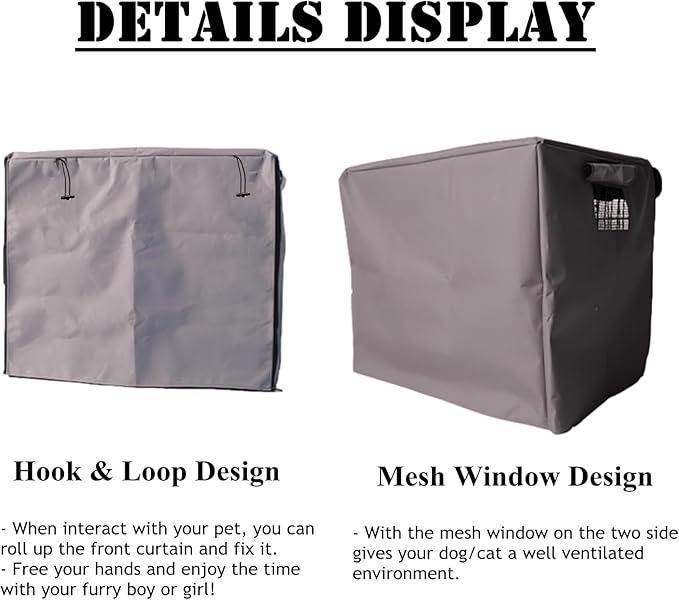 Dog Crate Cover Waterpoof Grey Pet Kennel Covers for Puppy Cat Indoor Outdoor Fit for 1 Door Wire Crate, 20.08x14.17x16.54 Inch