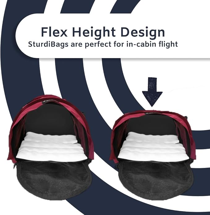 SturdiBag Large Pet Travel Carrier: Flexible Height for Cat and Dog Soft Sided with Safety Clips and Seatbelt Straps | Navy, 18" x 12" x 12" (PN: SB2-PRO-N)