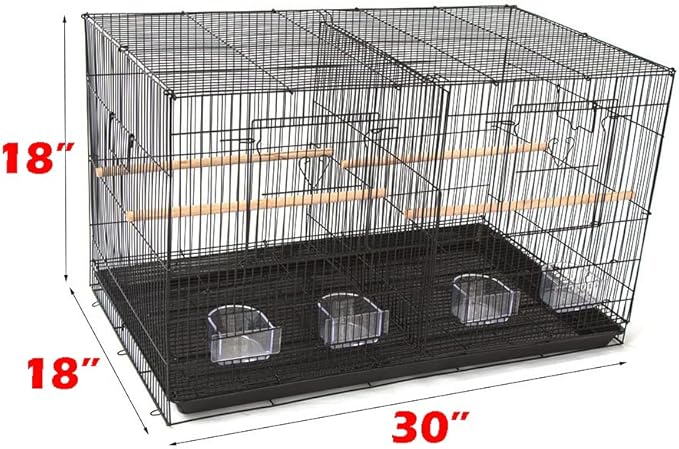 Lot of Breeding Bird Flight Cages for Canary Parakeet Aviaries Budgies Lovebird Finch (Large 30" Black Divider)