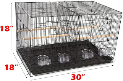 Lot of Breeding Bird Flight Cages for Canary Parakeet Aviaries Budgies Lovebird Finch (Large 30" Black Divider)