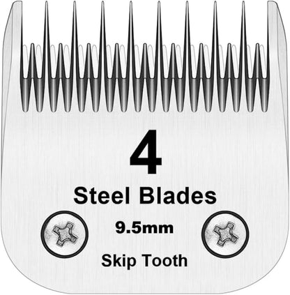 4 Skip Tooth Blades,Detachable Pet Dog Grooming Steel Bladeï¼_ompatible with Andis,Oster A5,Wahl KM10 Series Clippers,Cut Length 3/8-Inch (9.5mm)