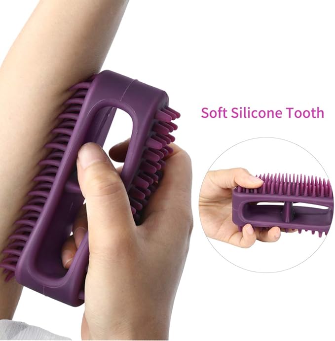 Dog Brush & Cat Brush, Soft Silicone Dog & Cat Grooming Brush, Pet Bath & Massage Brush for Cats and Dogs with Short or Long Hair, Cat Slicker Shedding Hair Brush Purple