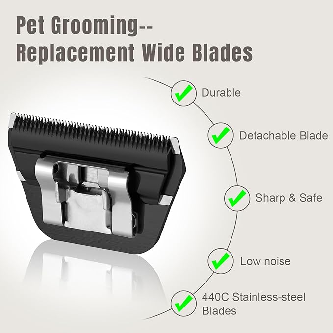 30 Wide Blades for Dog Grooming,Compatible with Andis,Oster A5,Wahl km10 Clippers,Cutting Length 1/50",2 Pack (Black)