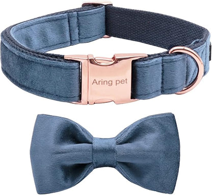 ARING PET Bowtie Dog Collar-Velvet Dog Collars with Removable Bowtie, Cute & Comfortable Dog Collar.