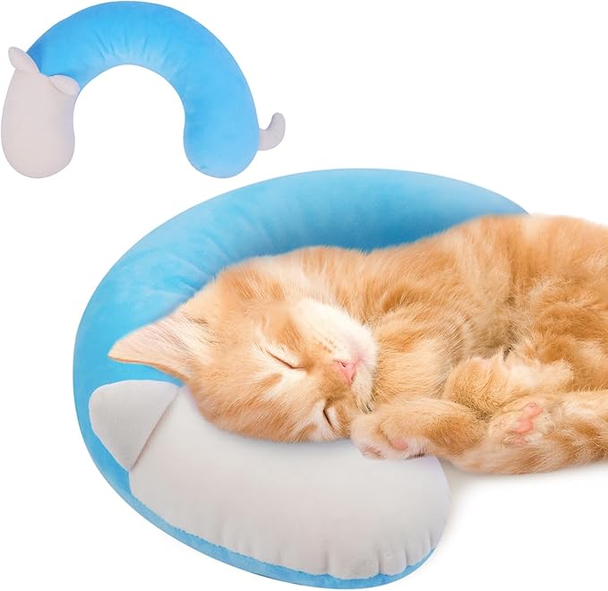 Dog Pillow,Pet Cat Pillow,Dog Pillows for Small Dogs,Dog Neck Pillow,Soft Kitten Pillow,Machine Washable Dog U-Shaped Pillow,Joint Relief Sleeping Improve for Pets, Purple,M