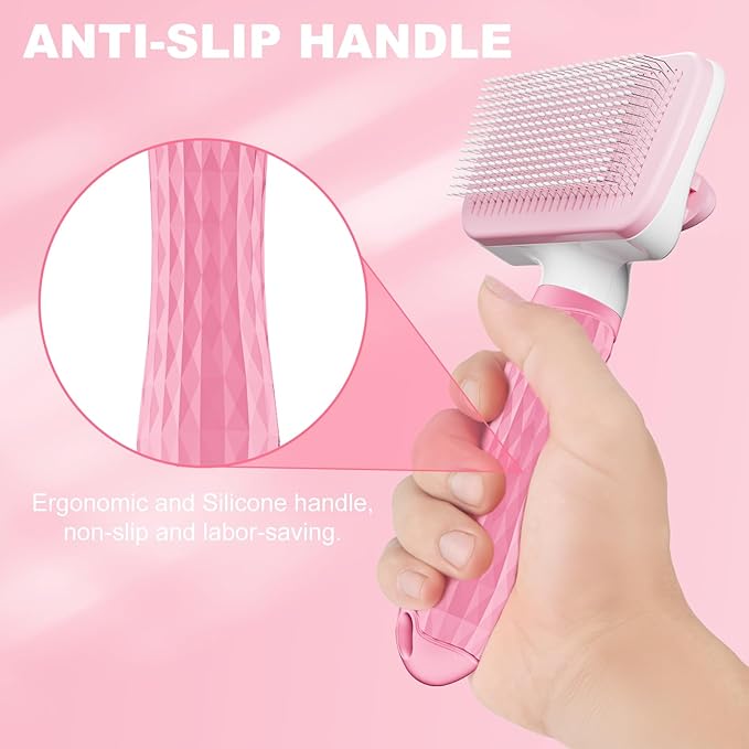 Dogs & Cats Brush for Shedding, Skin Friendly Pet Grooming Brush, Self Cleaning Slicker Brush for Long or Short Haired Cats and Dogs, Deshedding Dog Brush for Remove Loose Fur and Undercoat