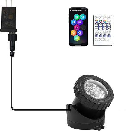 RGB Underwater Pond Lights, Super Bright LED Submersible Fountain Lights Colored Landscape Spotlights, Bluetooth APP Control IP68 Waterproof for Fish Aquarium Tank Garden Yard Pool(Set of 1)