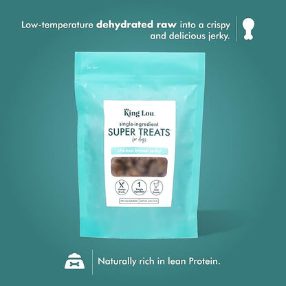 King Lou Pets - Chicken Breast Jerky for Dogs - USA-Made Dehydrated Chicken Dog Treats - 1 lb Fresh Breast Prior to Dehydration