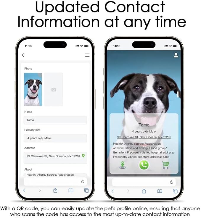 ADVENTUREMORE AIR Pet ID Tag-2pcs QR Code Tag & Smart ID Tag Small Personalized Name Plate with Online Profile - Dog Cat Tag Scan QR Receive Instant Pet Location Alert Email