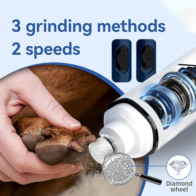Pet Armor Grinding Dog Nail Grinder, Rechargeable Dog Nail Trimmer, Suitable for Large, Medium and Small Dogs, Upgraded Professional Electric Pet Claw Beauty, Quiet Dog Beauty Tool