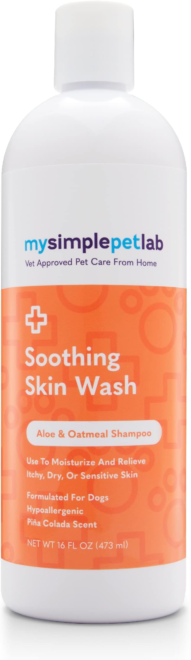 MySimplePetLab Soothing Skin Wash, Dog Shampoo for Itching, Relief for Itchy, Dry, Sensitive Skin, Gentle Formula, Moisturizes, Aloe and Oatmeal, Pina Colada Scent