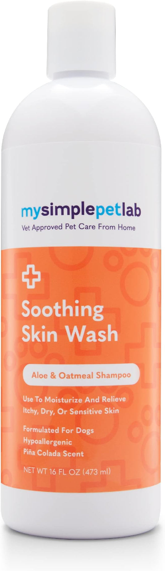 MySimplePetLab Soothing Skin Wash, Dog Shampoo for Itching, Relief for Itchy, Dry, Sensitive Skin, Gentle Formula, Moisturizes, Aloe and Oatmeal, Pina Colada Scent