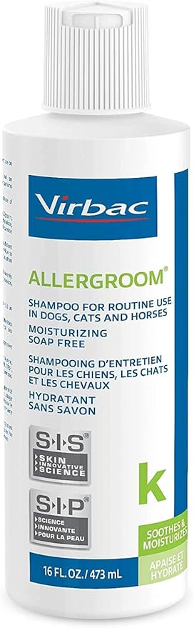 Virbac Allergroom Pet Shampoo For Dogs, Cats & Horses (16 oz) - For Normal or Dry Skin