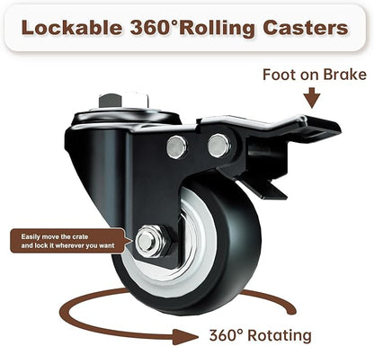 48 Inch Heavy Duty Dog Crate with Wheelsï¼_ndestructible Escape-Proof Dog Cage for Large Dogs, Extra Large XL XXL Indestructible Dog Crate with Removable Tray.