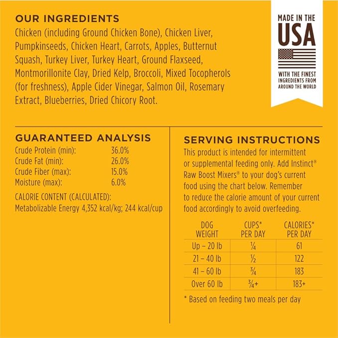 Instinct Raw Boost Mixers Freeze Dried Dog Food Toppers For Dry Food, Grain Free Dog Food Toppers with Chicken For Dogs, 6 oz