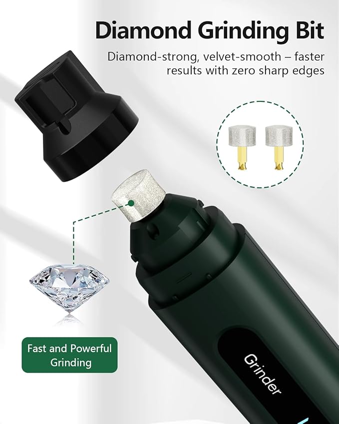 weini Dog Nail Grinder Upgraded-Professional 5-Speed Electric Rechargeable Pet Nail Trimmer Painless Paws Grooming & Smoothing, Sponge Dust Collection for Small Medium Large Dogs&Cats,Green