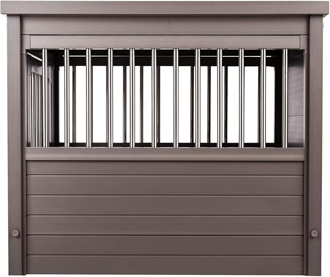 New Age Pet® ECOFLEX® Dog Crate Furniture End Table, Durable Wood-Plastic Composite, Stainless Steel Latch, Easy Assembly, Grey Medium