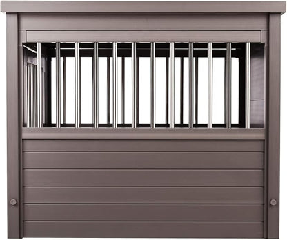 New Age Pet® ECOFLEX® Dog Crate Furniture End Table, Durable Wood-Plastic Composite, Stainless Steel Latch, Easy Assembly, Grey Medium