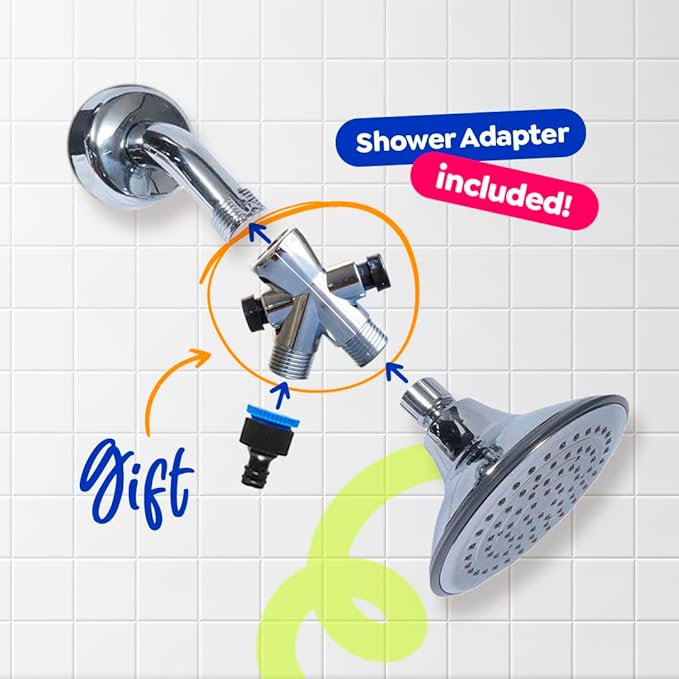 Dog Shower Attachment - Kit Pet Washing - Hose Grooming Brush - Scrubber for Bath - Cats and Dogs Bathing Supplies, Easy Installation, With Water Diverter and Sprayer, Metal Reinforcement