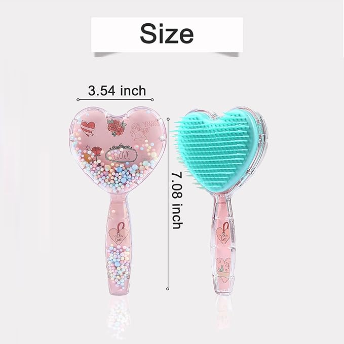 Soft Dog Brush for Small Dogs - Gentle Puppy Massaging Brush for Shih Tzus, Yorkies, Maltipoos, Maltese, Cats & Rabbits - Love Shape Design for All Hair Types (Pink Blue)