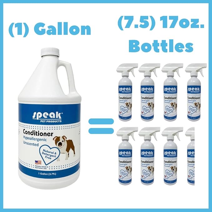 Natural Leave-in Conditioning Spray Refill, Hypoallergenic Unscented, for Dogs 1 Gallon