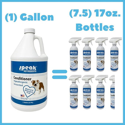 Natural Leave-in Conditioning Spray Refill, Hypoallergenic Unscented, for Dogs 1 Gallon