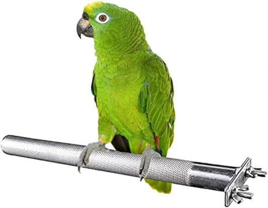 Bird Perch Stainless Steel Stand Parrot Rod Grinding Claws Trimming Beak Nails Grinding Stick Exercise Platform for Parakeet Cockatiel Conure African Grey Macaw Finch Bird Cage Accessories (S)