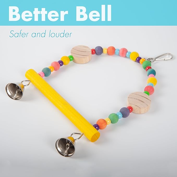 Bird Swing for Parakeets - 9 * 6 inch Bird Toys for Conures - Wooden Parrot Swing Parakeet Swing for Cage Cockatiel Swing Bird Swings for Parakeets and Bird Swings for Small Birds