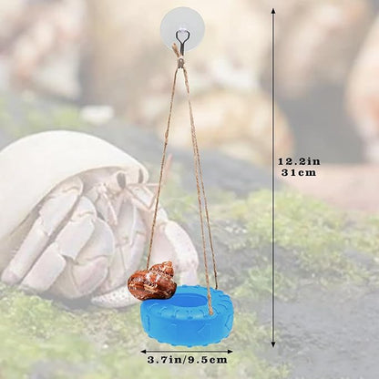 Hermit Crab Tire Swing Toy, Hermit Crab Climbing Toy, Reptile Tank Aquarium Decoration Accessory, Suitable for Small to Medium Sized Hermit Crabs, 3.7 Inches in Diameter