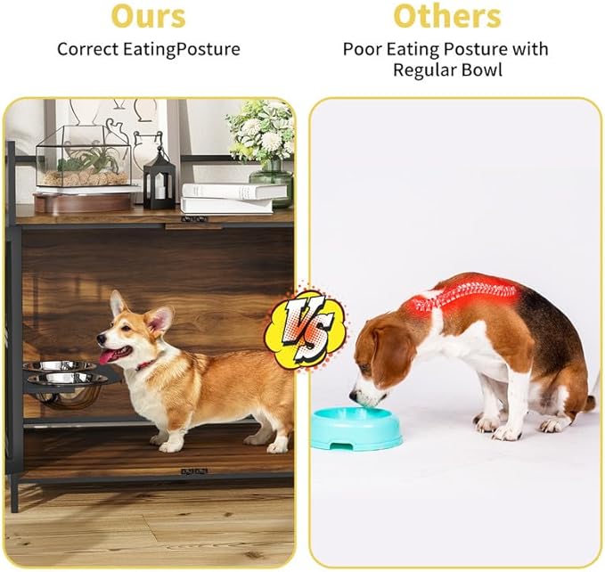 LOVMOR Dog Crate Furniture-Style Cages for Dogs Indoor Heavy Duty Super Sturdy Dog Kennels with 2 Stainless Steel Bowls and Dog Pad