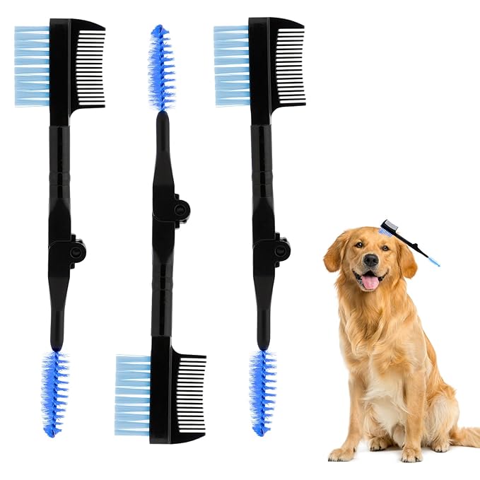 3 Pcs Double-Head Grooming Combs, Tear Stain and Eye Cleaning Combs for Pets, Removing Crust, Mucus, and Fleas